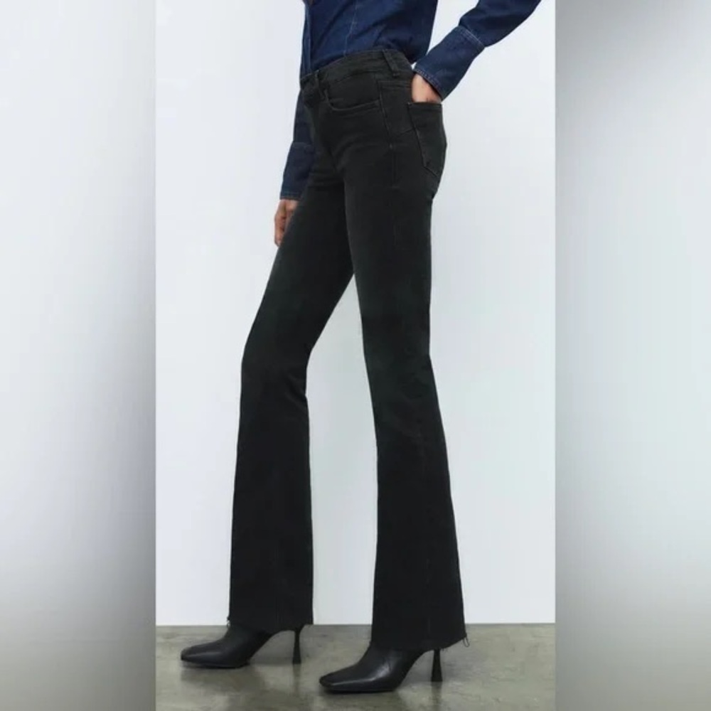 Zara The Contour Bootcut Jeans Antique Black High Rise Flare 7223/040/800 Size 0